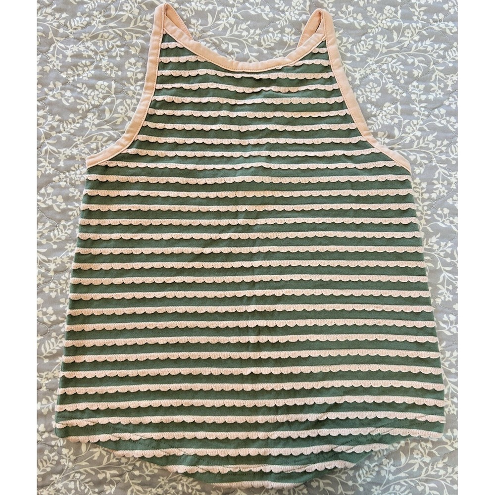 Matilda Jane Girls Green Pink Striped Spaghetti Strap Tank Top - Size 8 Shirt